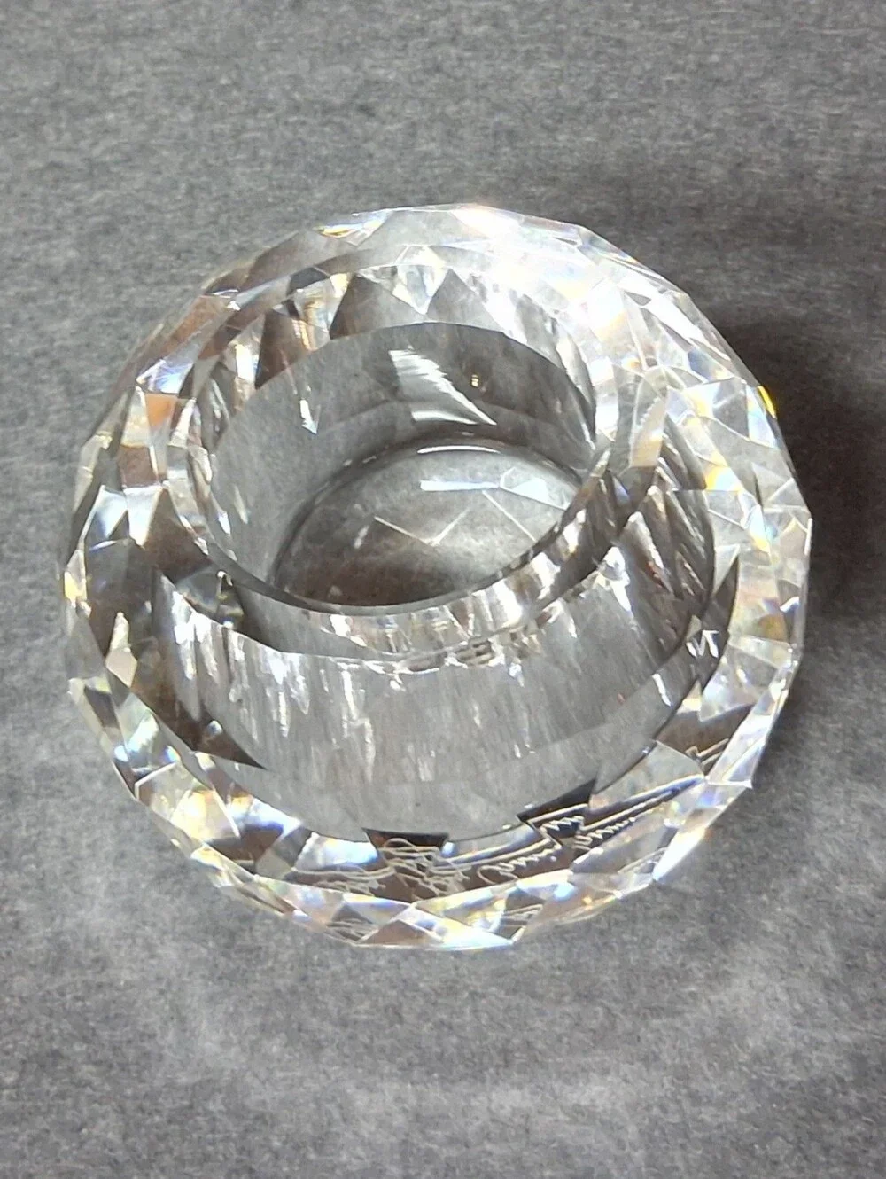Oleg Cassini Crystal Faceted Ball Cut Candle Holder Votive NIB 2.5